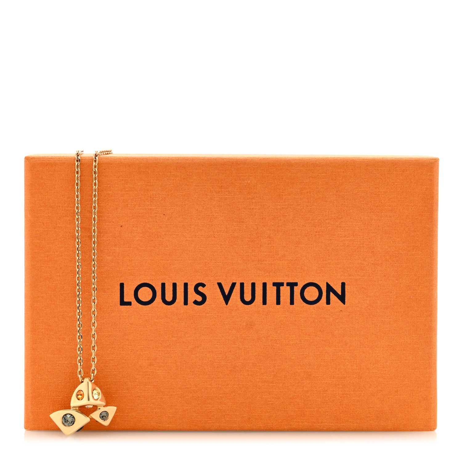 Louis Vuitton Crystal Trunkies Pendant Necklace Gold 5 of 5
