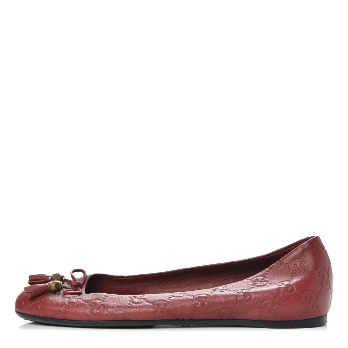 Guccissima Bamboo Tassel Ballet Flats 37.5 Red