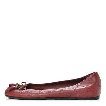 Gucci Guccissima Bamboo Tassel Ballet Flats 37.5 Red 1 of 8