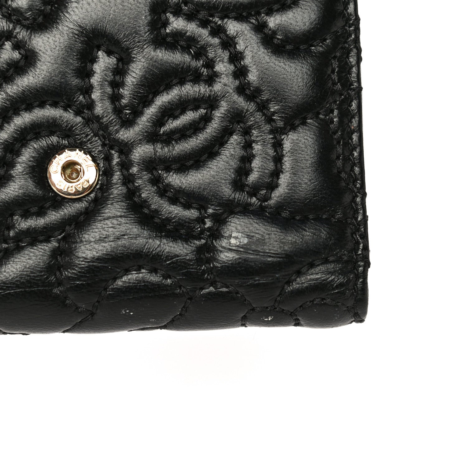 Chanel Lambskin Camellia Embossed Small Wallet Black 13 of 17