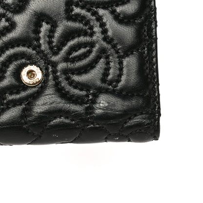 Chanel Lambskin Camellia Embossed Small Wallet Black 13 of 17