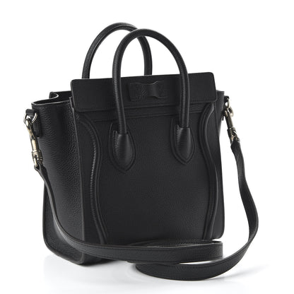 Celine Drummed Calfskin Nano Luggage Black 3 of 9