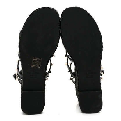 Valentino Garavani Calfskin Rockstud Ankle Strap Torchon Espadrille Caged 25/95mm Wedge Sandals 37 Black 6 of 9