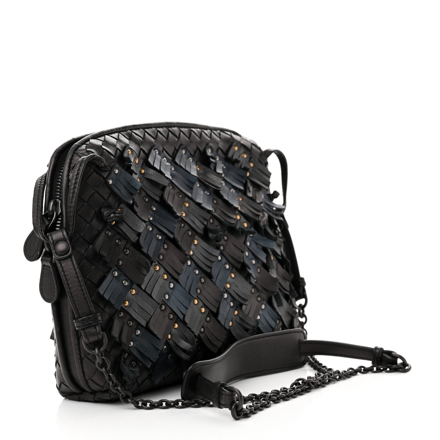 Bottega Veneta BOTTEGA VENETA Nappa Intrecciato Fringe Studded Nodini Crossbody Messenger Multicolor 3 of 12