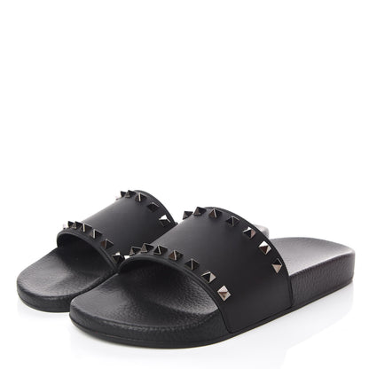 Valentino Garavani Rubber Rockstud Slide Sandals 40 Black 3 of 7