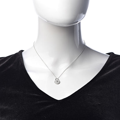 Tiffany Platinum Diamond Round Lock Pendant Necklace 2 of 5