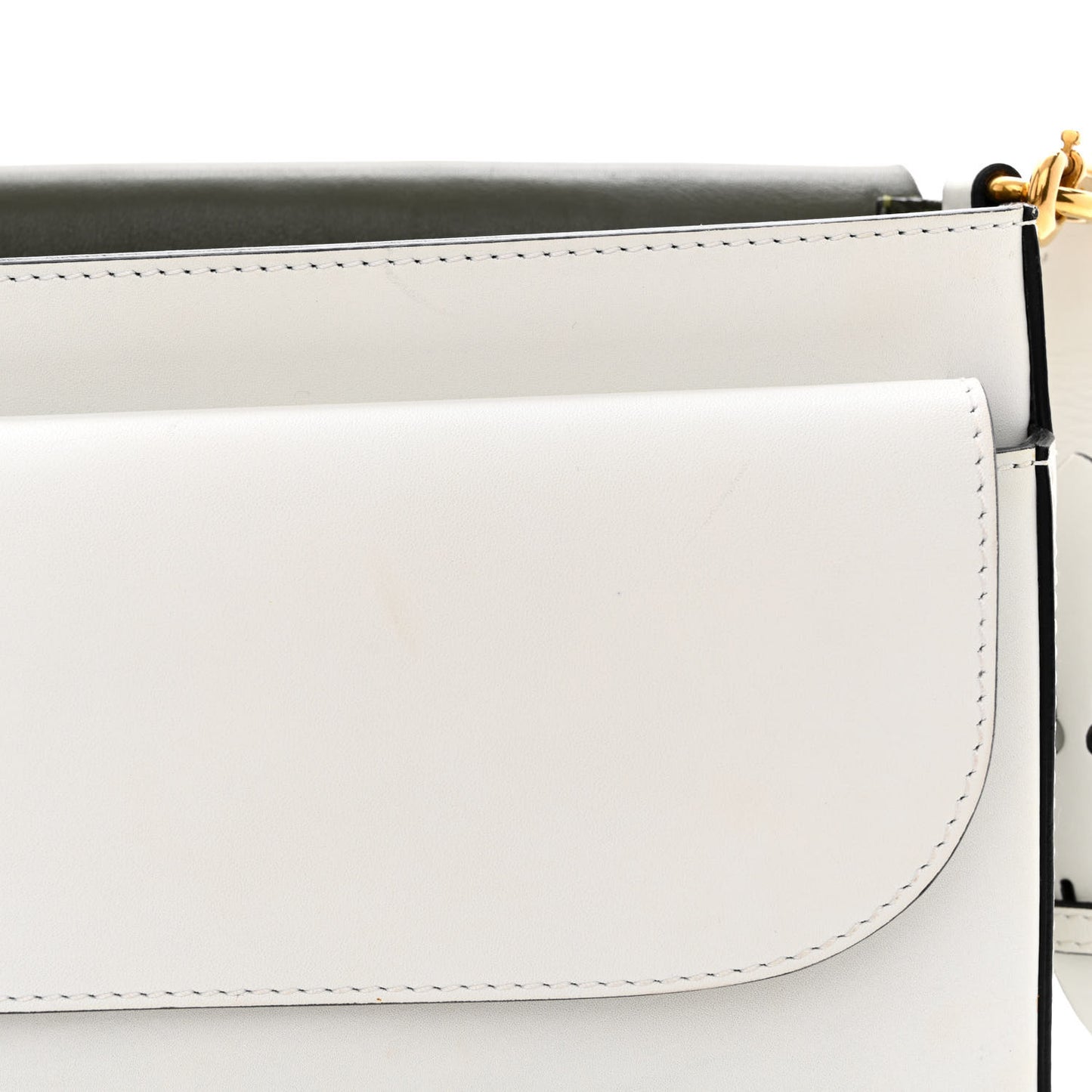 Calfskin Large Square Satchel Chalk White