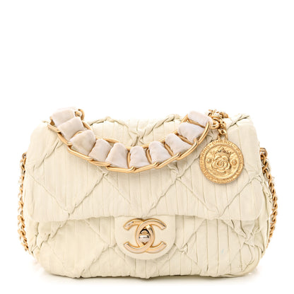 Chanel Pleated Calfskin Quilted Medallion Flap White 1 of 10