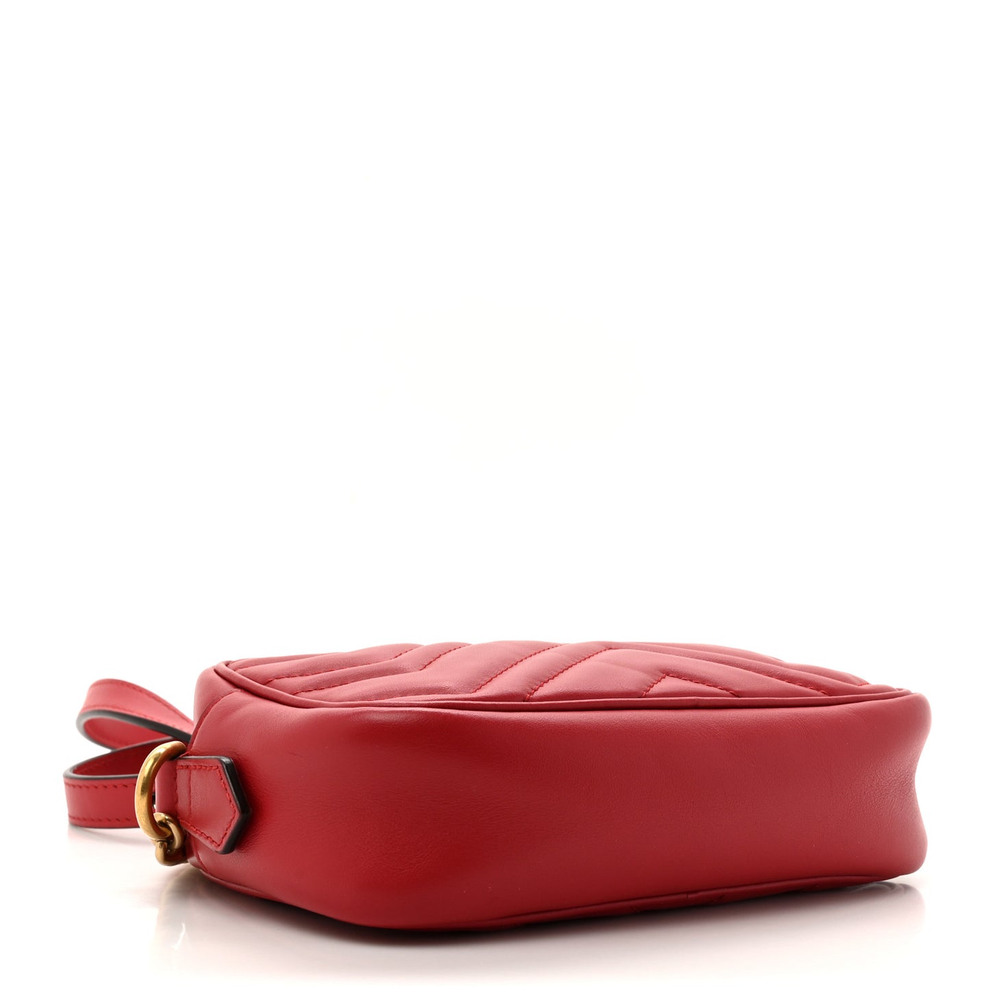 Calfskin Matelasse Mini GG Marmont Chain Shoulder Bag Hibiscus Red