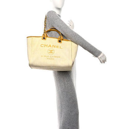 Chanel Woven Straw Raffia Medium Deauville Tote Yellow 2 of 17