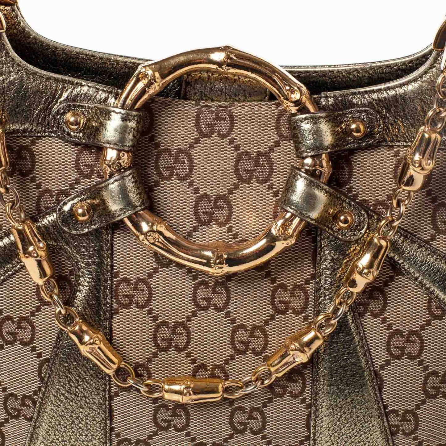Monogram Bamboo Chain Shoulder Bag Metallic