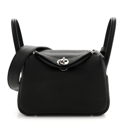 Hermes Taurillon Clemence Mini Lindy 20 Black 1 of 11