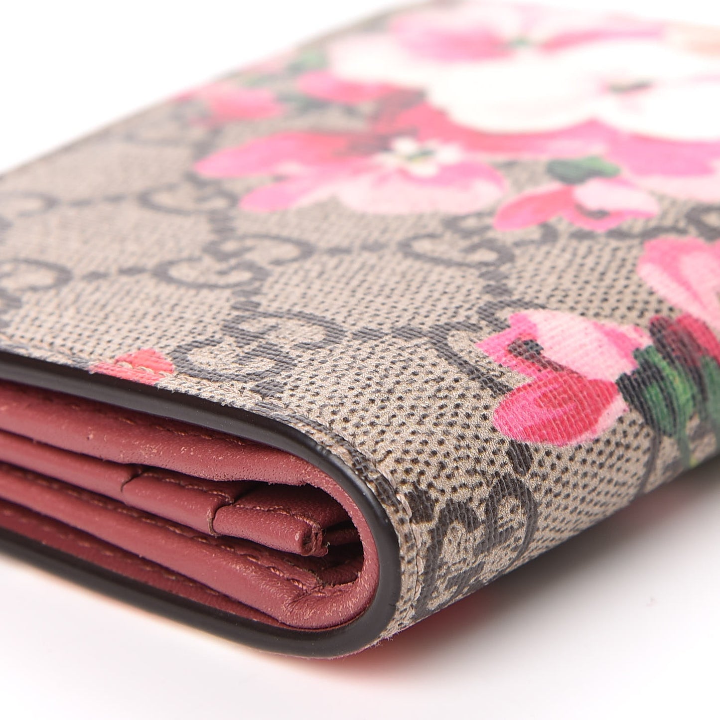 GG Supreme Monogram Blooms Card Case Beige Multicolor Dry Rose