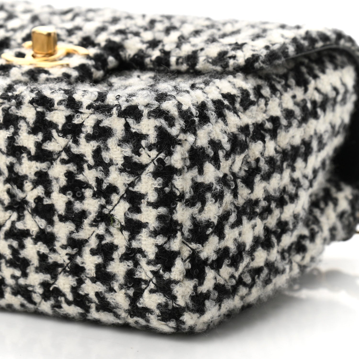 Chanel Tweed Houndstooth Quilted Mini Square Flap White Black 10 of 11