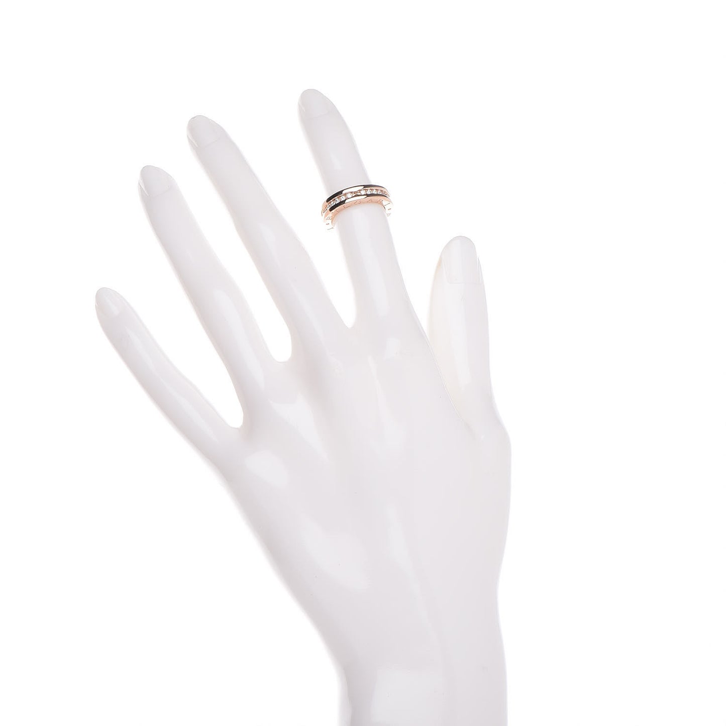 18K Rose Gold Diamond B.Zero1 One-Band Pave Ring 46 3.75
