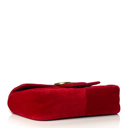 Gucci Velvet Matelasse Mini GG Marmont Shoulder Bag Hibiscus Red 4 of 11