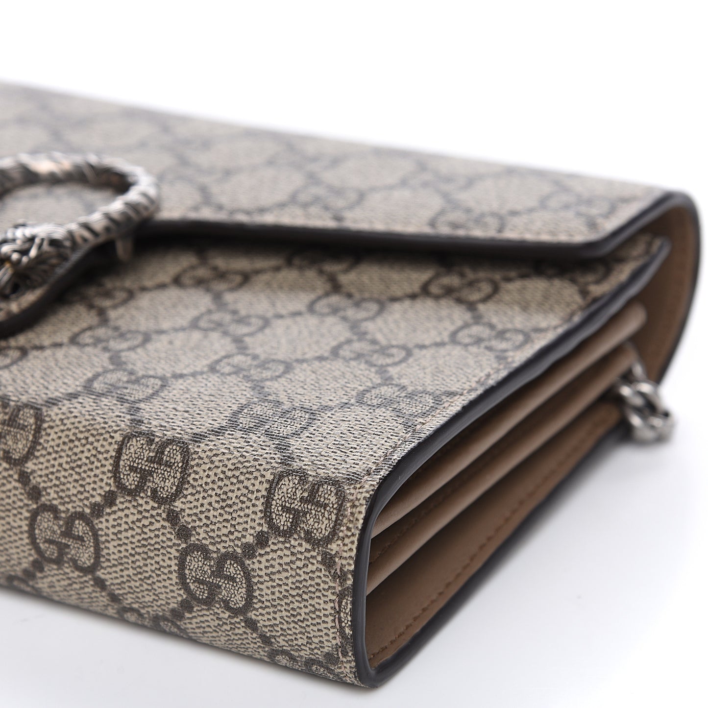 GG Supreme Monogram Mini Dionysus Chain Wallet Beige Taupe