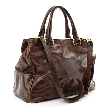 Prada Vitello Shine Shopping Satchel Bruciato 3 of 13