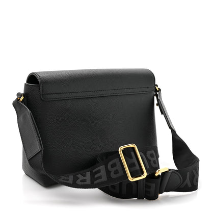 Burberry Coated Canvas Calfskin Vintage Check Medium Note Crossbody Bag Black 3 of 11