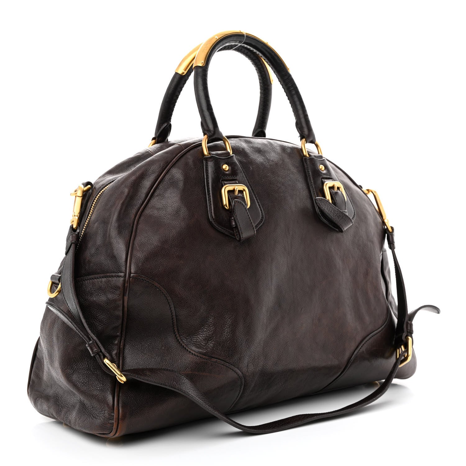 Prada Glace Calf Large Dome Satchel Moro 3 of 16
