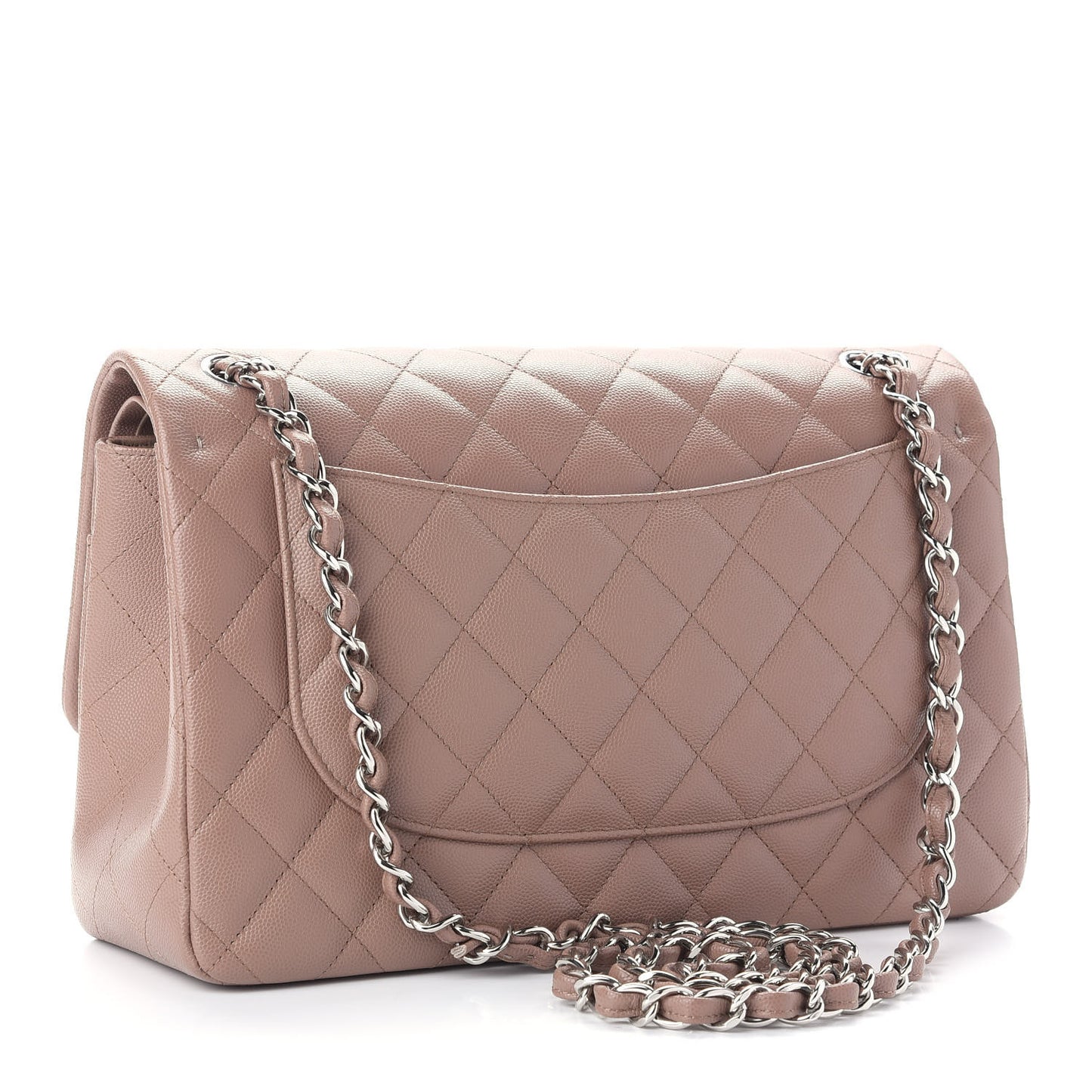 Caviar Quilted Jumbo Double Flap Beige