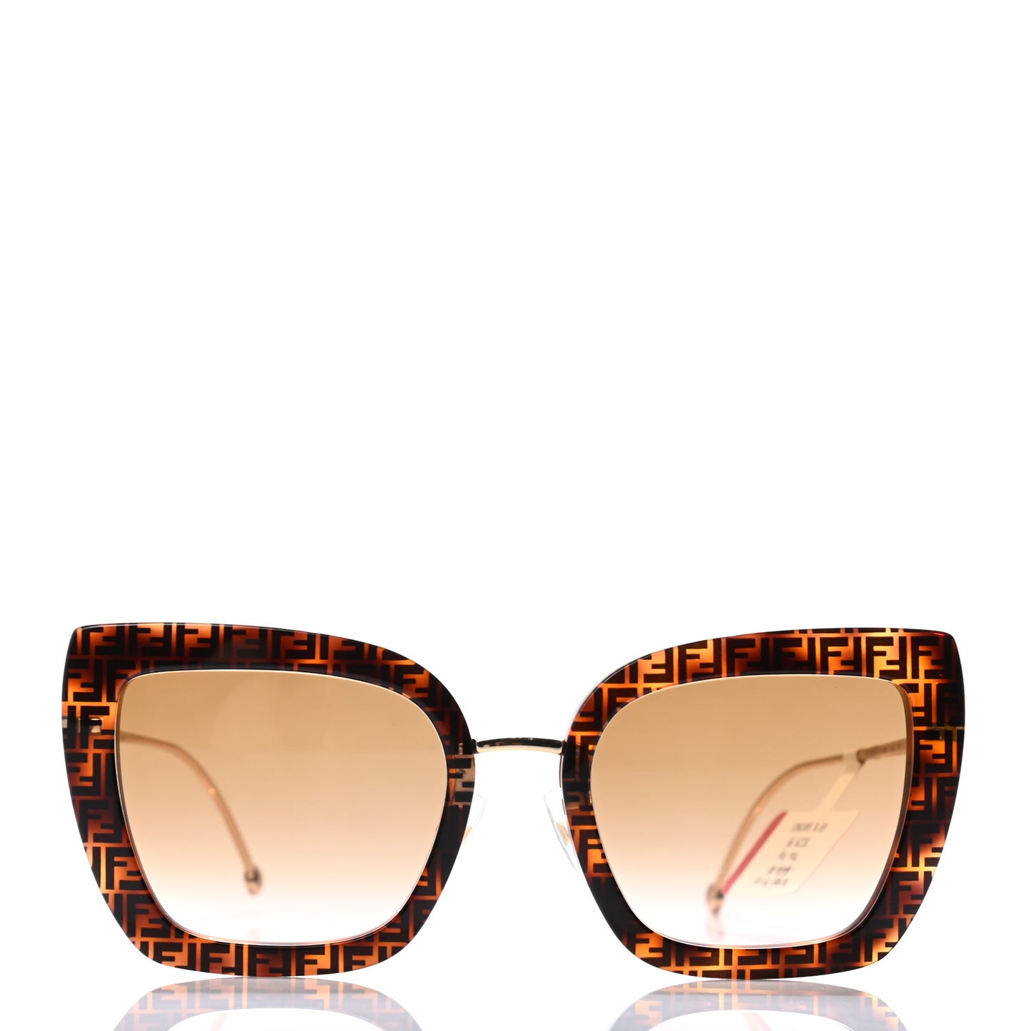 Acetate Metal F is Fendi FF Square Cat Eye Sunglasses FF 0424/F/S Havana