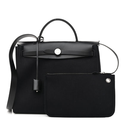 Hermes Military Toile Vache Hunter Herbag Zip Retourne 31 PM Black 1 of 12