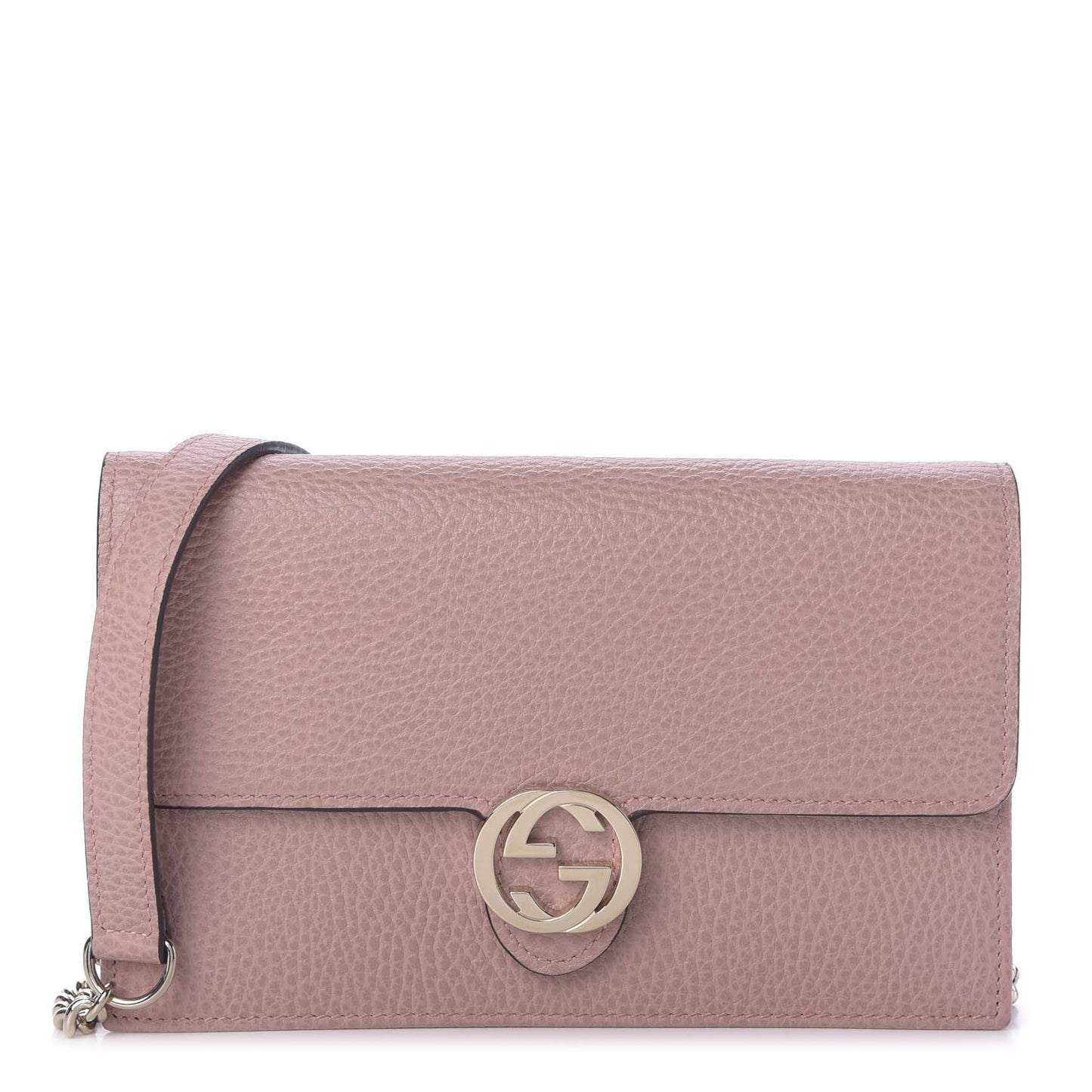 Dollar Calfskin Interlocking G Chain Wallet Soft Pink