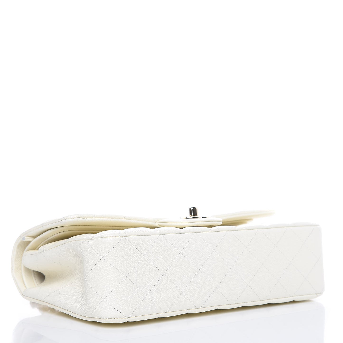 Caviar Quilted Medium Double Flap White