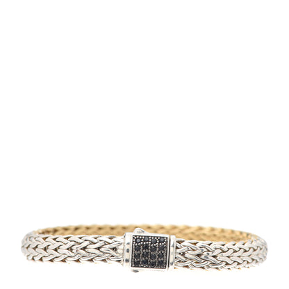 John Hardy Sterling Silver 18K Yellow Gold Diamond Black Sapphire 7.5mm Classic Chain Reversible Icon Bracelet 4 of 6
