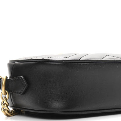 Gucci Calfskin Matelasse Mini GG Marmont Chain Shoulder Bag Black 9 of 10