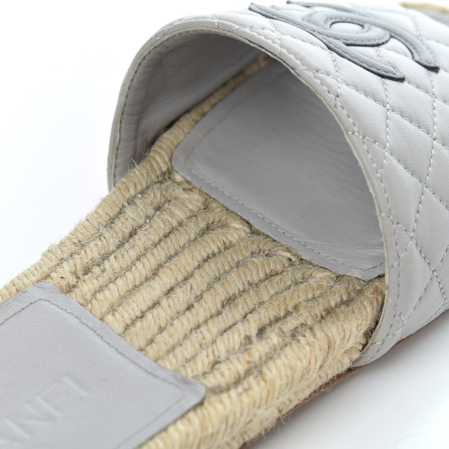 Lambskin Espadrille Mules 42 Light Grey