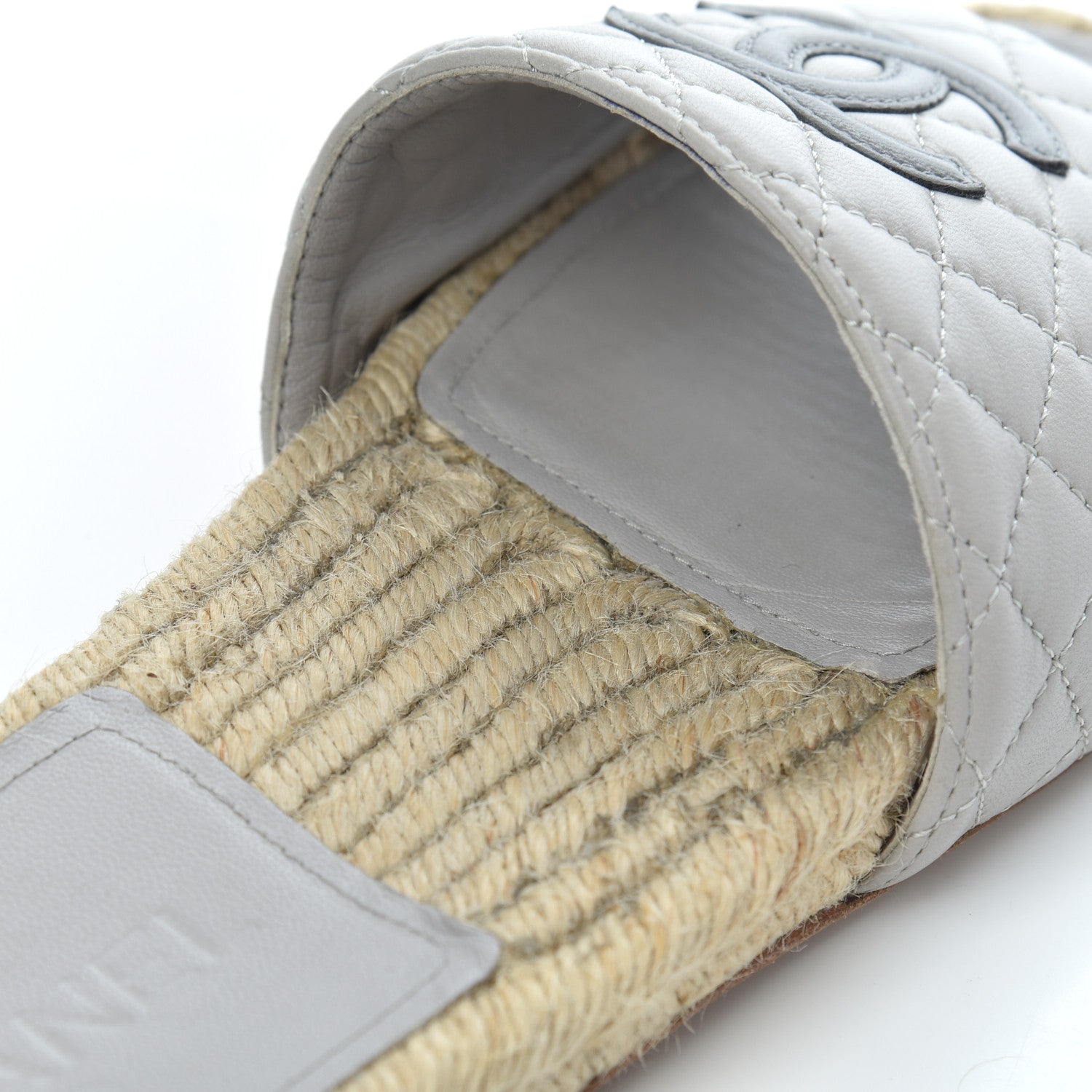 Chanel Lambskin Espadrille Mules 42 Light Grey 17 of 18