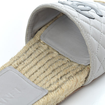 Chanel Lambskin Espadrille Mules 42 Light Grey 17 of 18