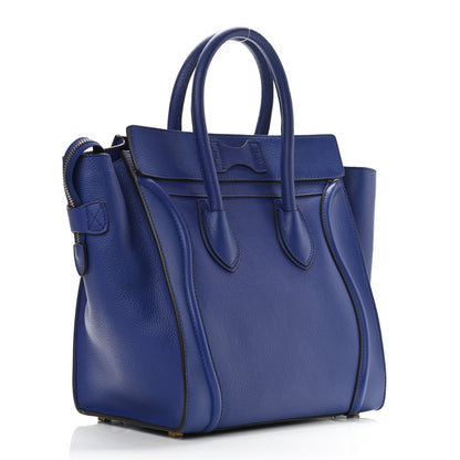 Celine Drummed Calfskin Mini Luggage Indigo 2 of 8