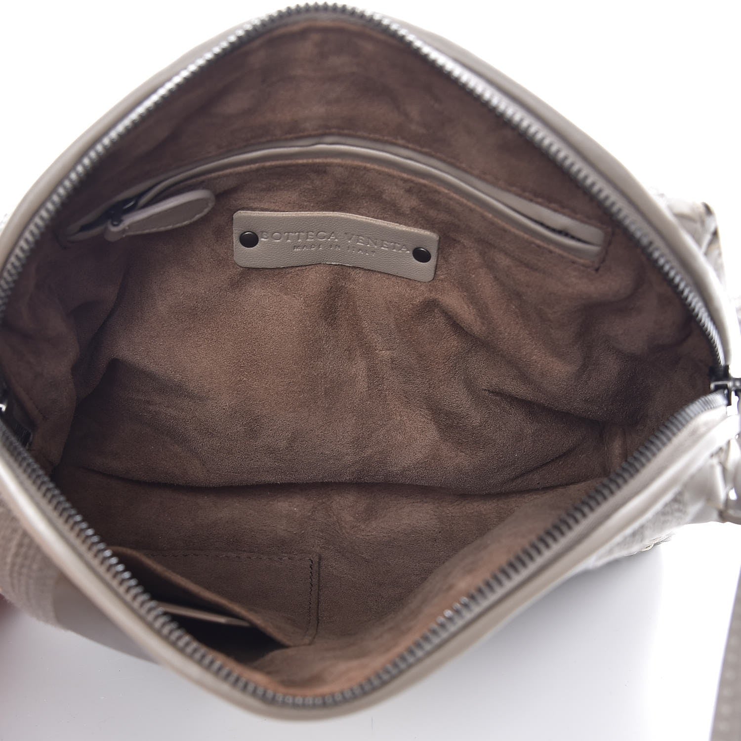 Bottega Veneta Nappa Intrecciato Striped Nodini Crossbody Messenger Fume Steel 5 of 7