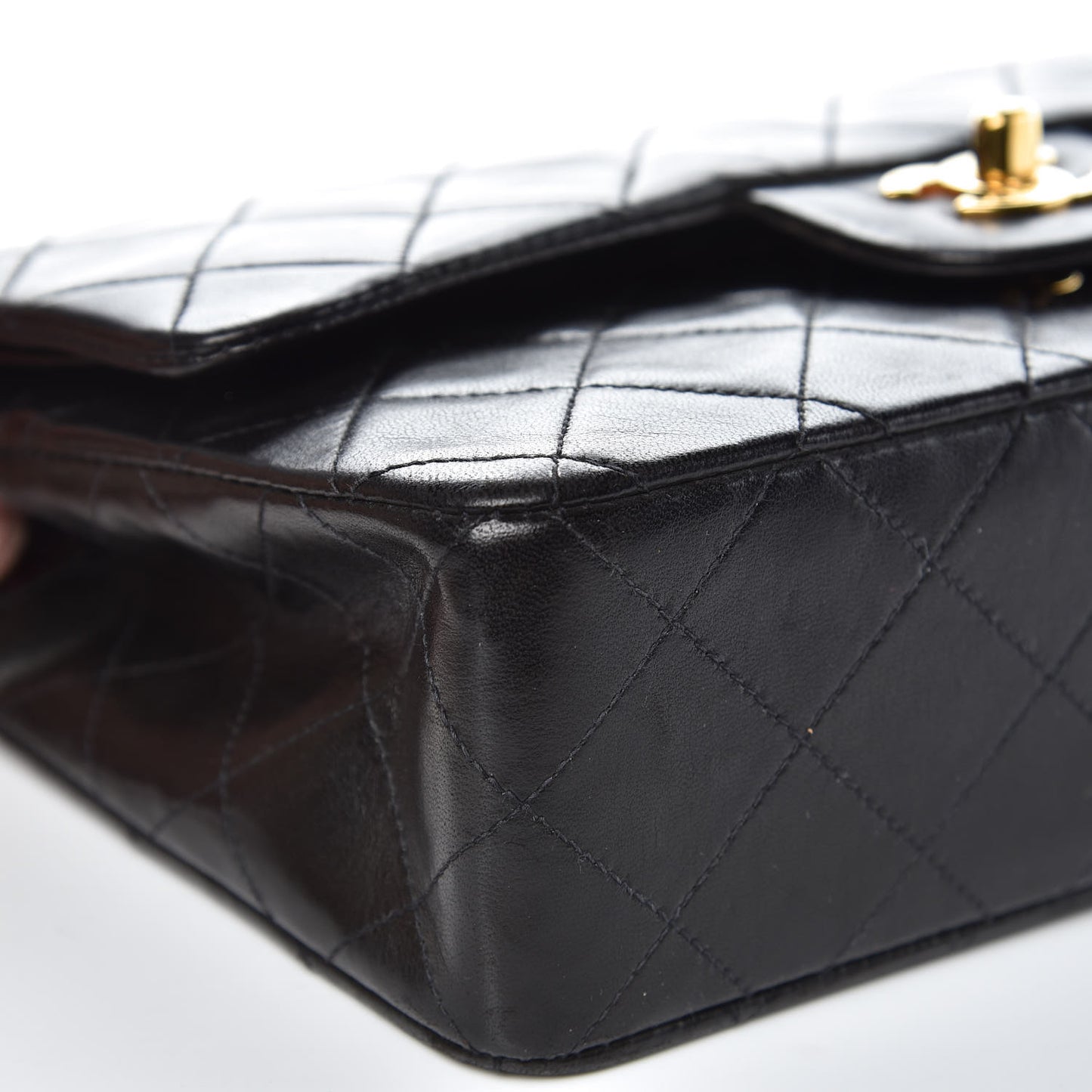 Lambskin Quilted Small Double Flap Black
