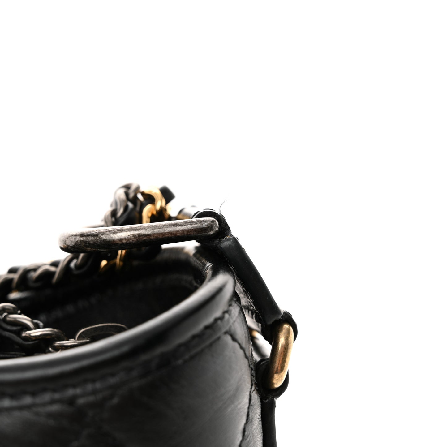 Aged Calfskin Quilted Medium Gabrielle Hobo Black