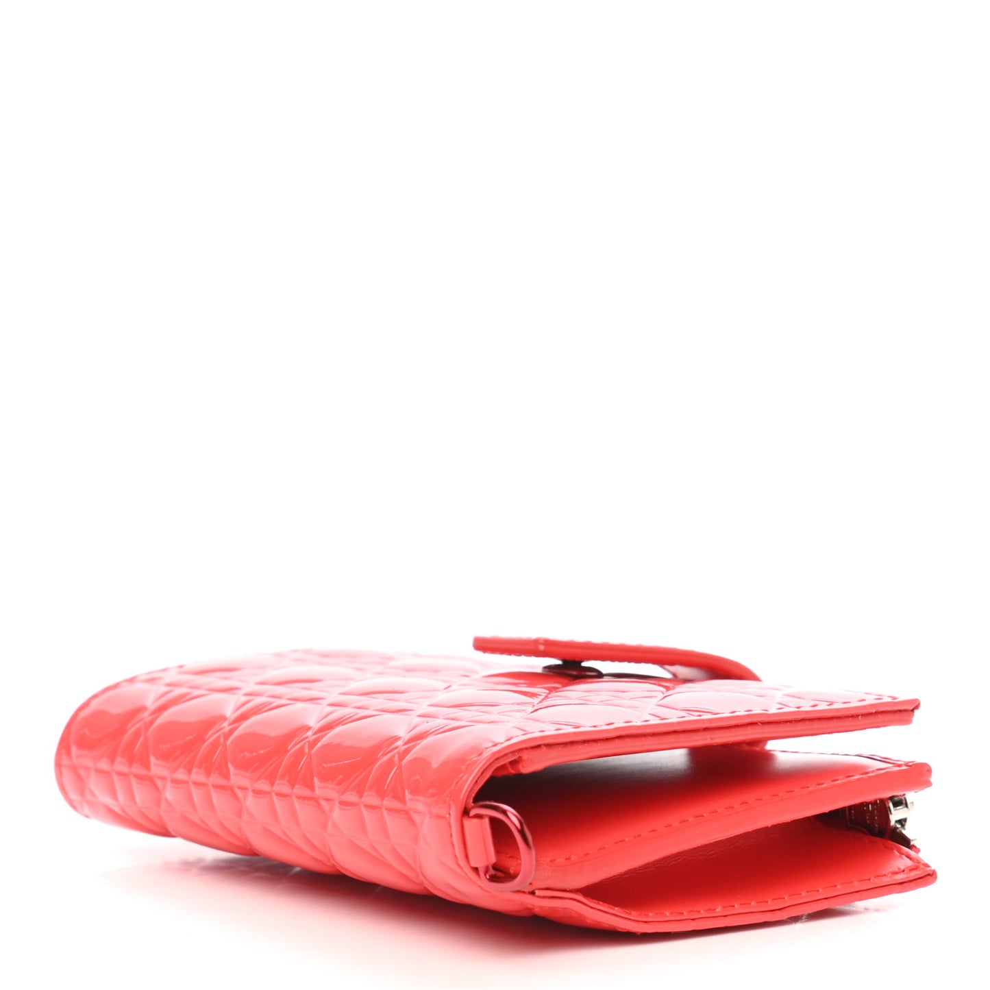 Patent Cannage Lady Dior Wallet Coral