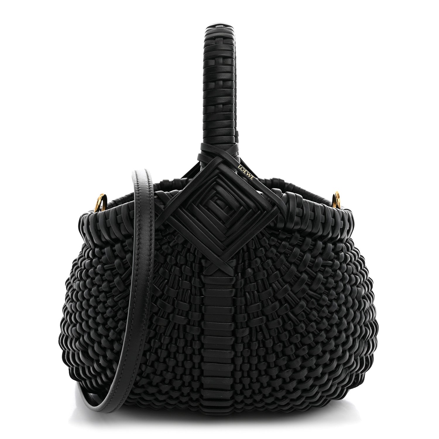 Loewe Calfskin Woven Mini Diamond Basket Bag Black 1 of 9