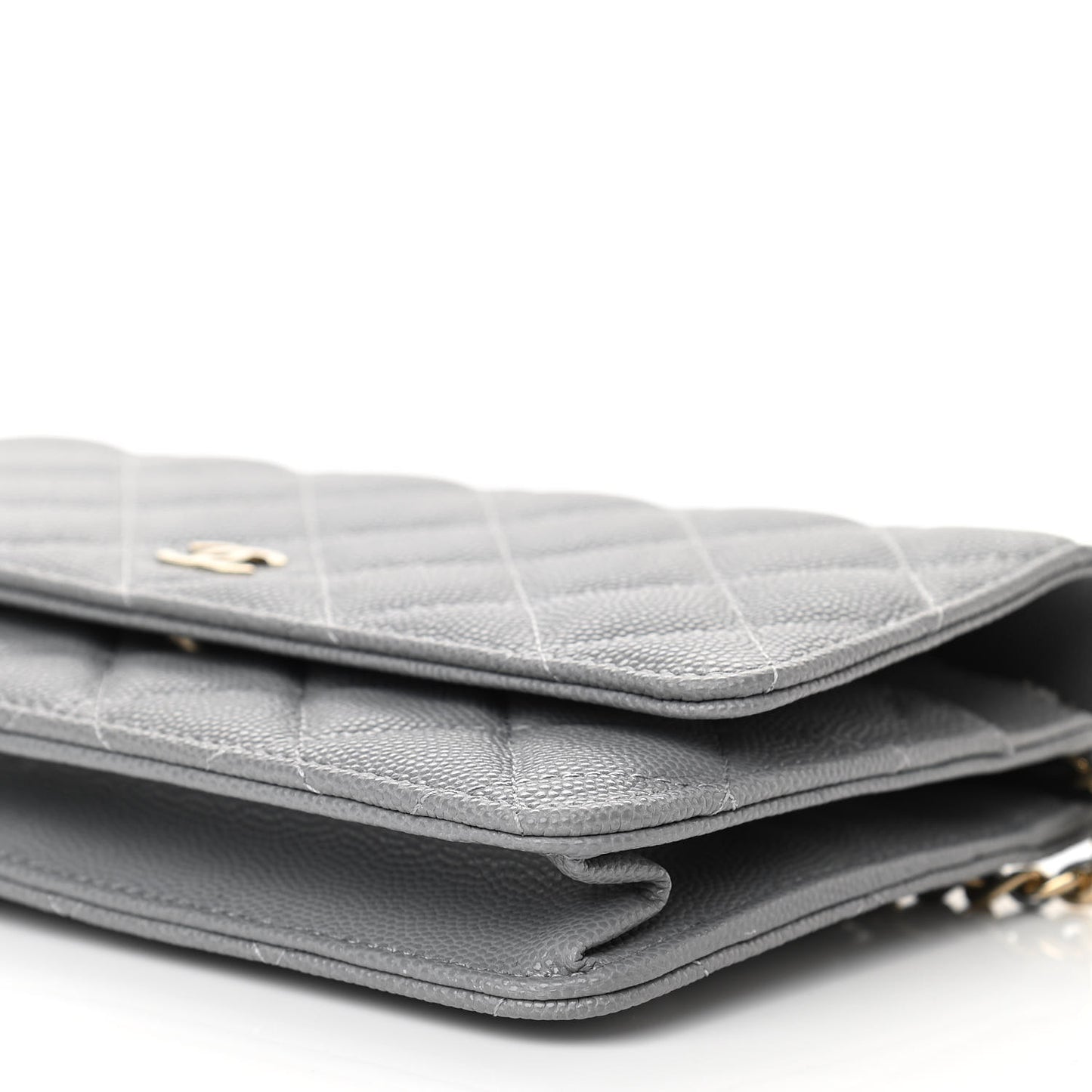 Caviar Quilted Wallet On Chain WOC Grey