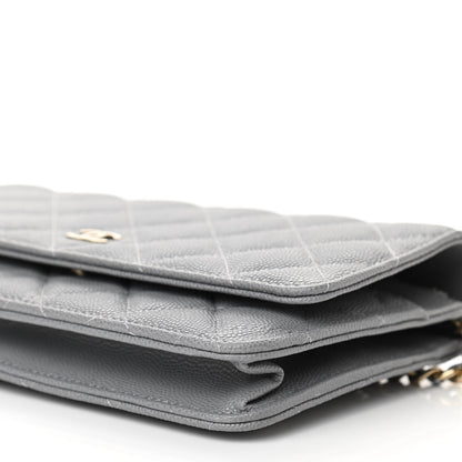 Chanel Caviar Quilted Wallet On Chain WOC Grey 11 of 12