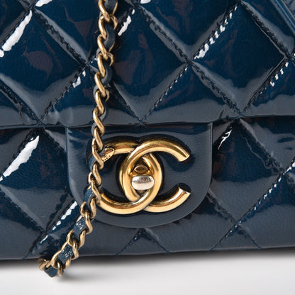 Chanel Patent Goatskin Quilted Medium CC Eyelet Flap Blue 11 of 12