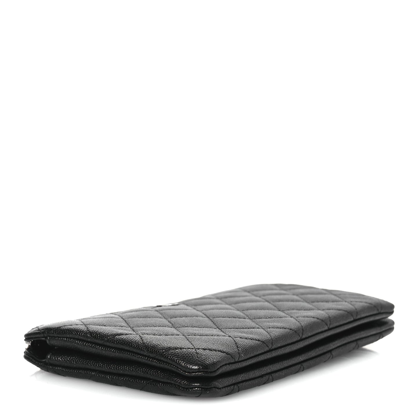 Iridescent Caviar Quilted Small Zipped Pouch Black