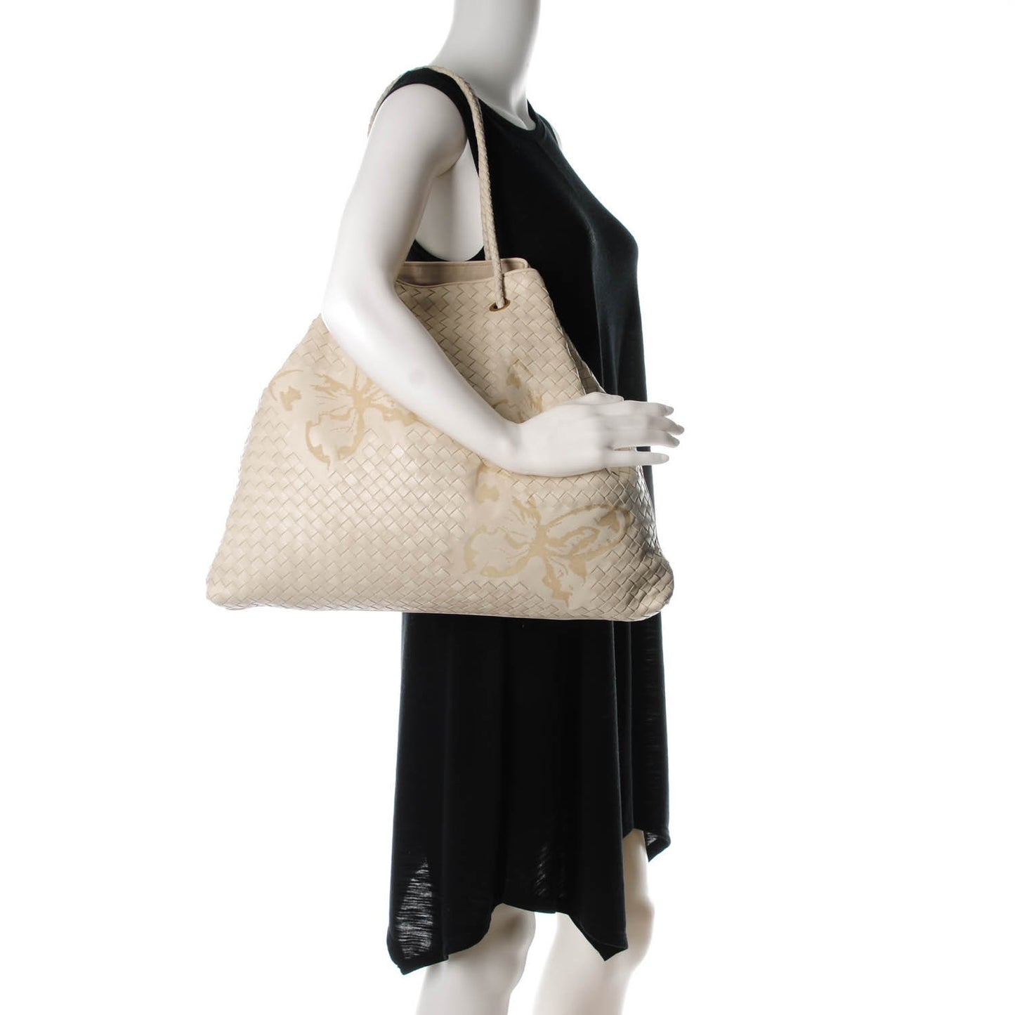 Nappa Intreciatto Butterfly Farfalle Tote Cream