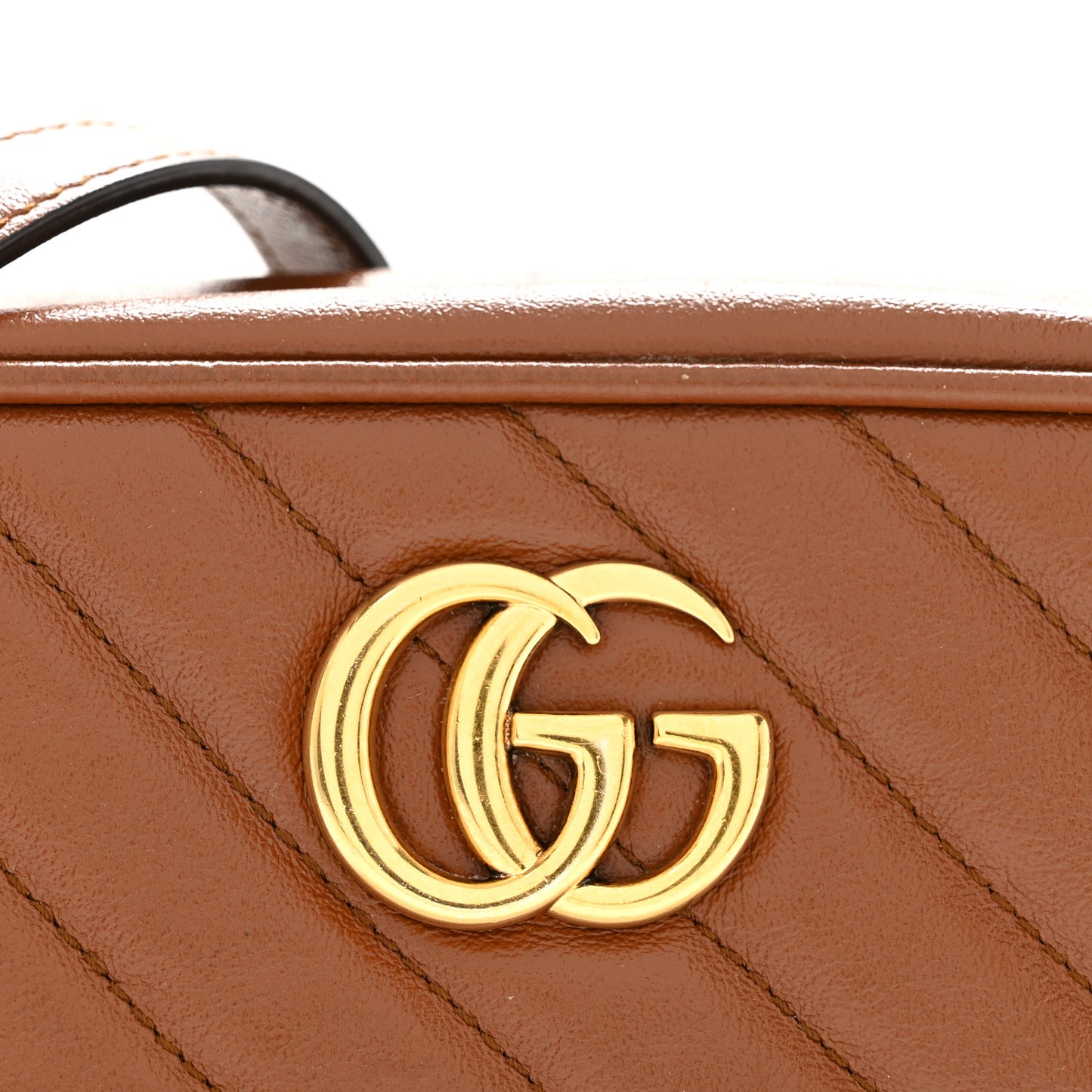 Glazed Calfskin Matelasse Diagonal Mini GG Marmont Chain Shoulder Bag Cuir