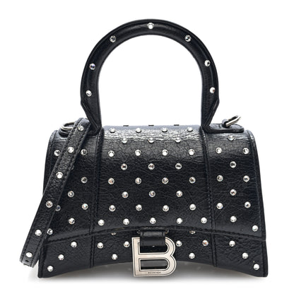 Balenciaga Strass Suede Hourglass Top Handle Bag XS Black Jet 1 of 9