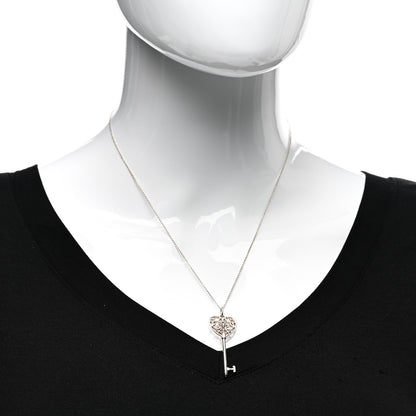Tiffany Sterling Silver Blue Sapphire Enchant Heart Key Pendant Necklace 2 of 4