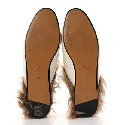 Gucci Malaga Kid Fur Womens Princetown Slippers 40 Dusty White Naturale 5 of 8