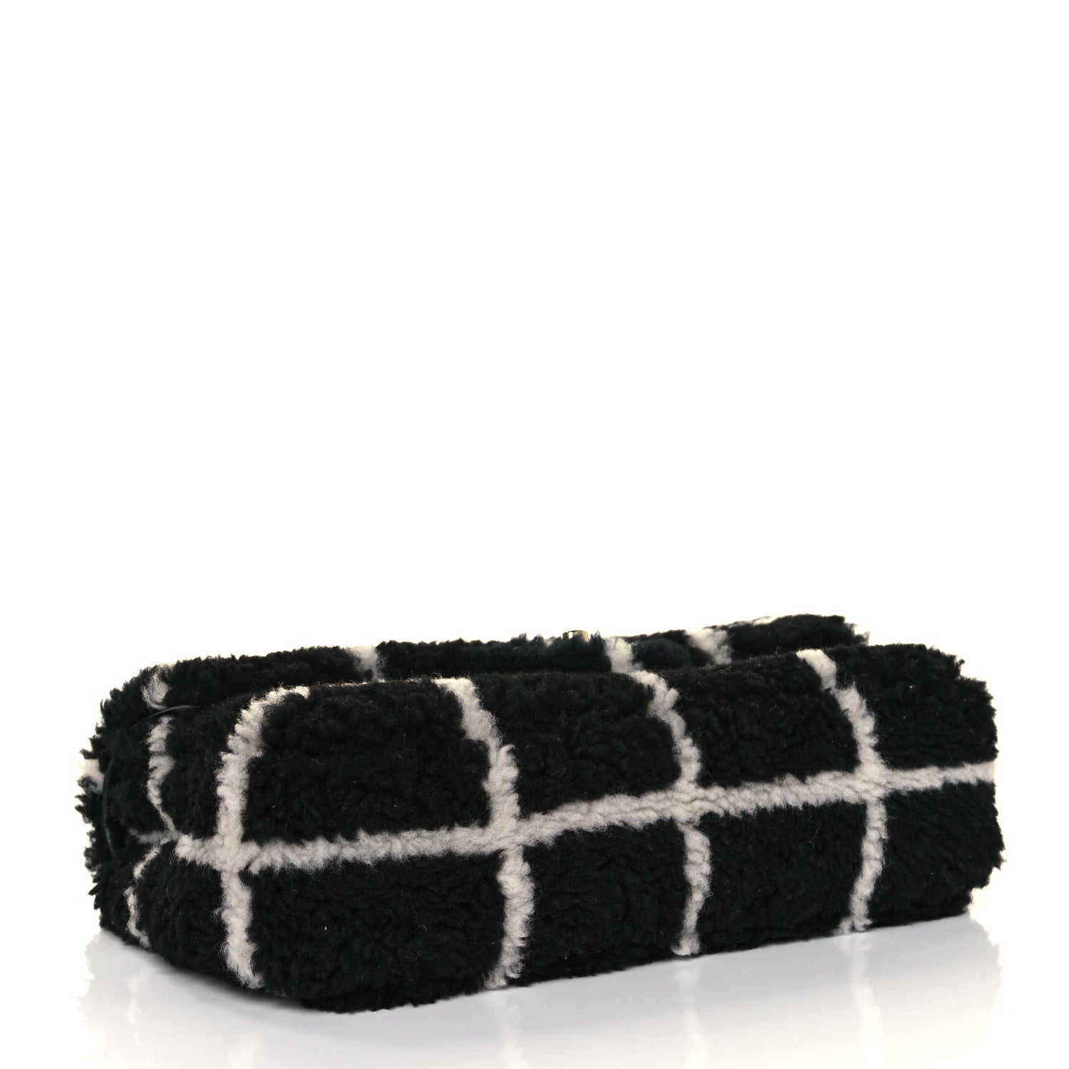 Chanel Shearling Lambskin Large Fluffy Tartan Single Flap Black White 3 of 11